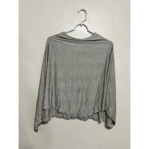 Bodily‎ Women Gray Ribbed Nursing Poncho Maternity Split Front Top Size 1